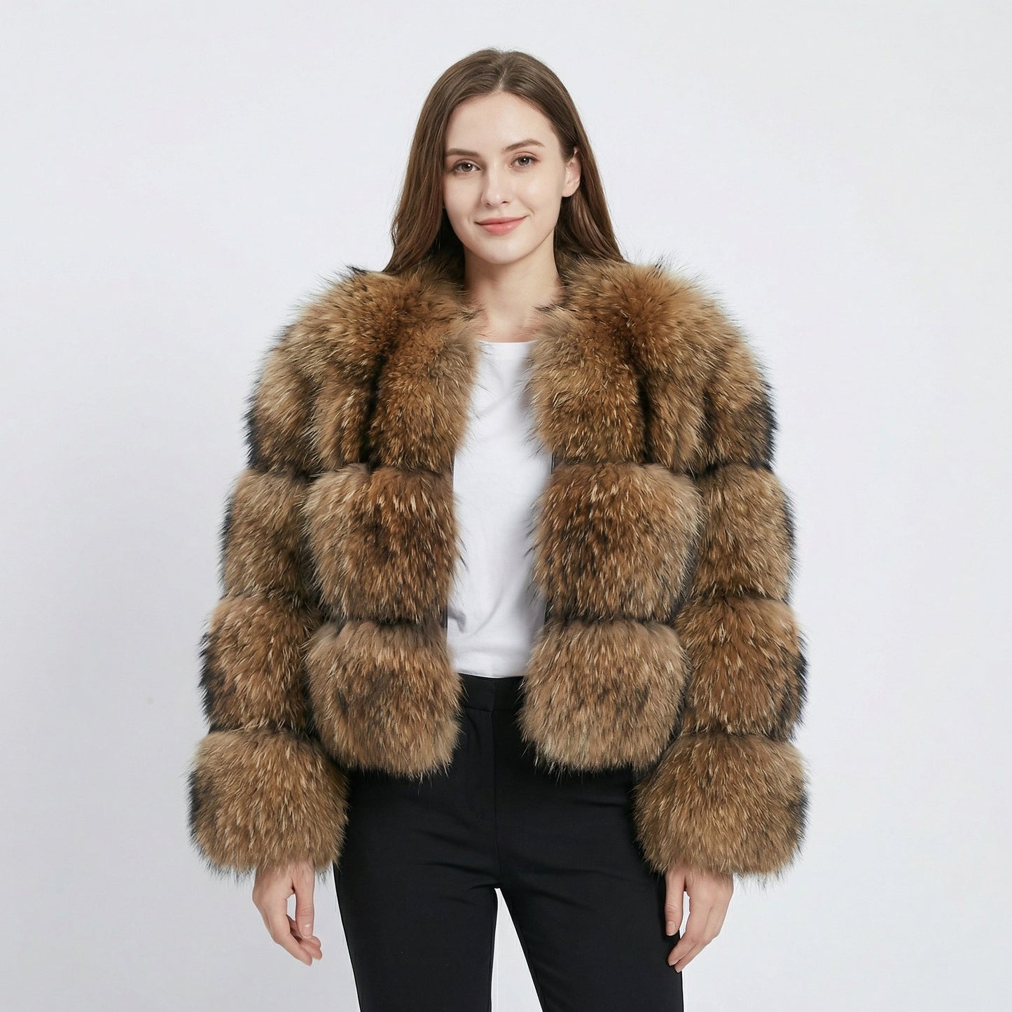 Women’s Textured Faux Fur Cropped Coat
