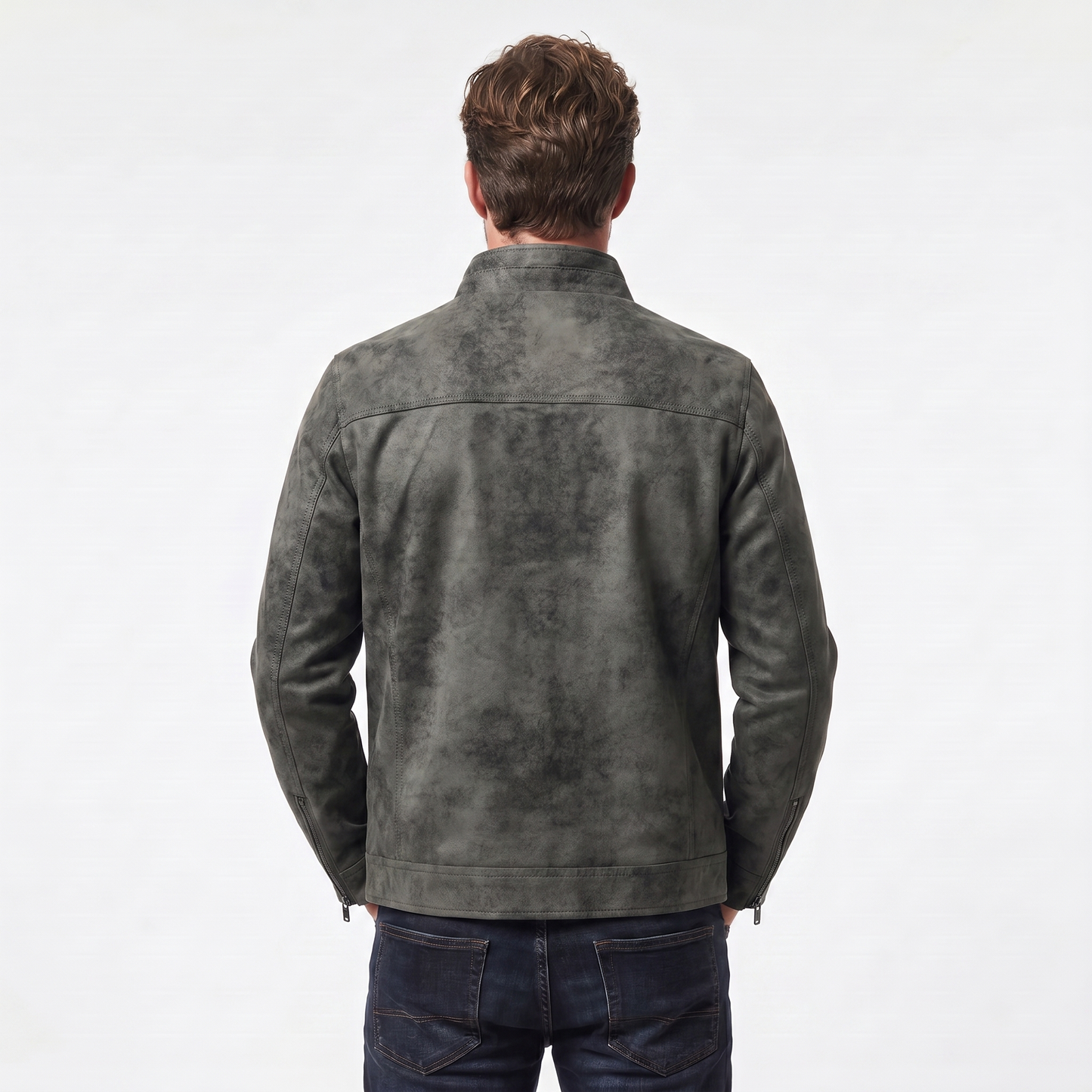 Men's Vintage Distressed Leather Bomber Jacket