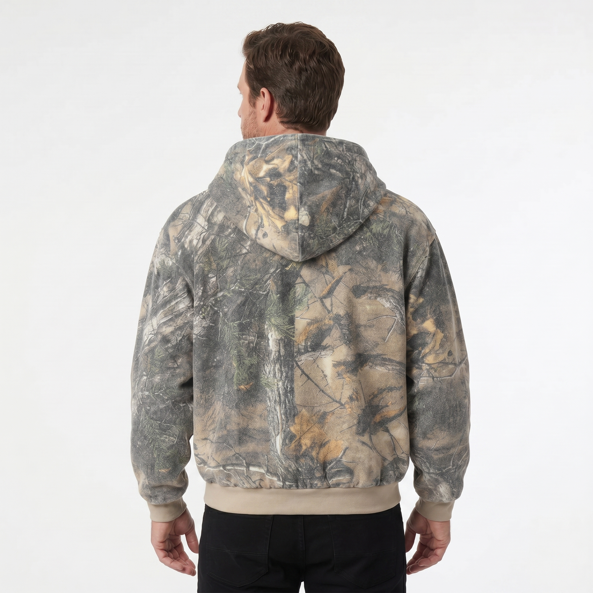 Men's Zip-Up Camouflage Hooded Jacket
