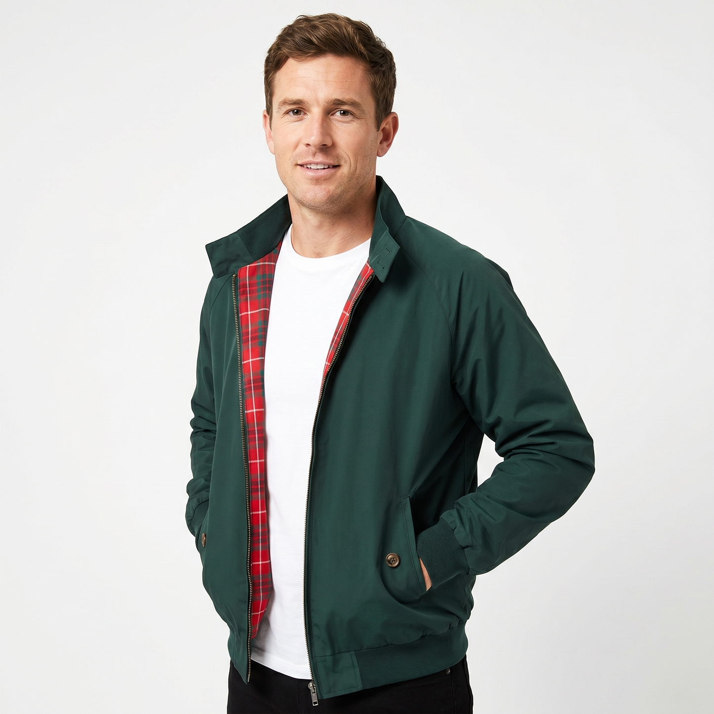 Mens Lightweight Casual Jacket – Tartan Lined Harrington