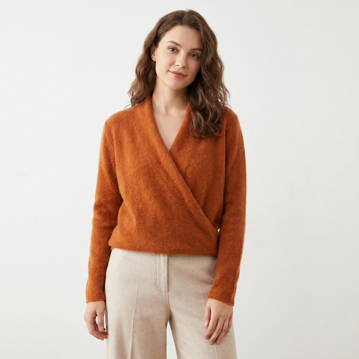 Crossover Jumper Womens – Soft Knit V Neck Wrap Front