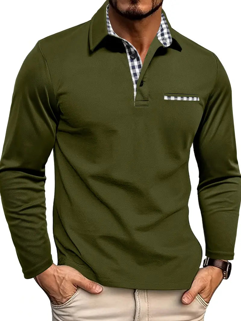 Men's Long-Sleeve Polo – Fitted Autumn Winter