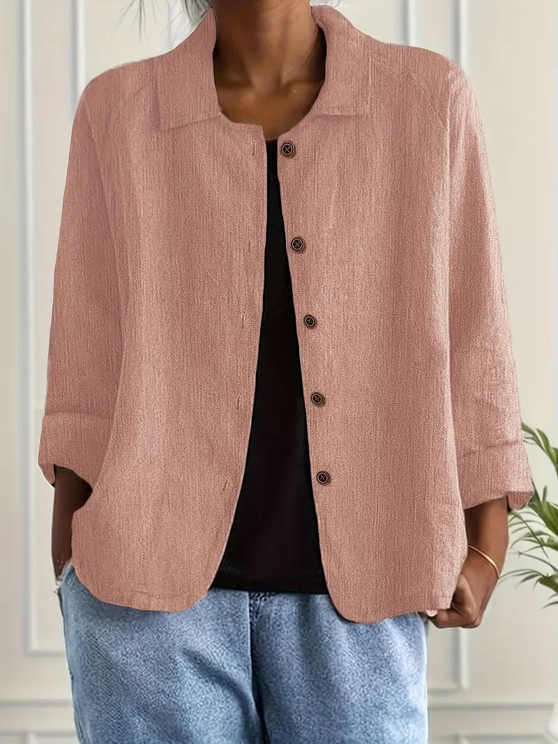 Women's Collared Button-Up Cardigan – Light Classic Cardigan