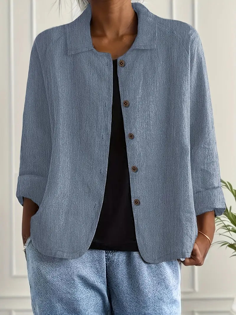 Women's Collared Button-Up Cardigan – Light Classic Cardigan
