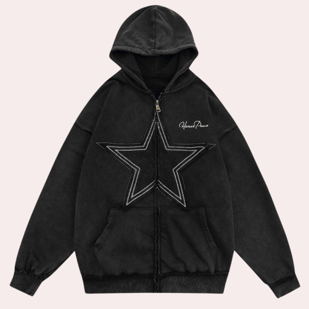 Sweat Zippé Oversize Femme Étoile – Veste Sweat à Capuche