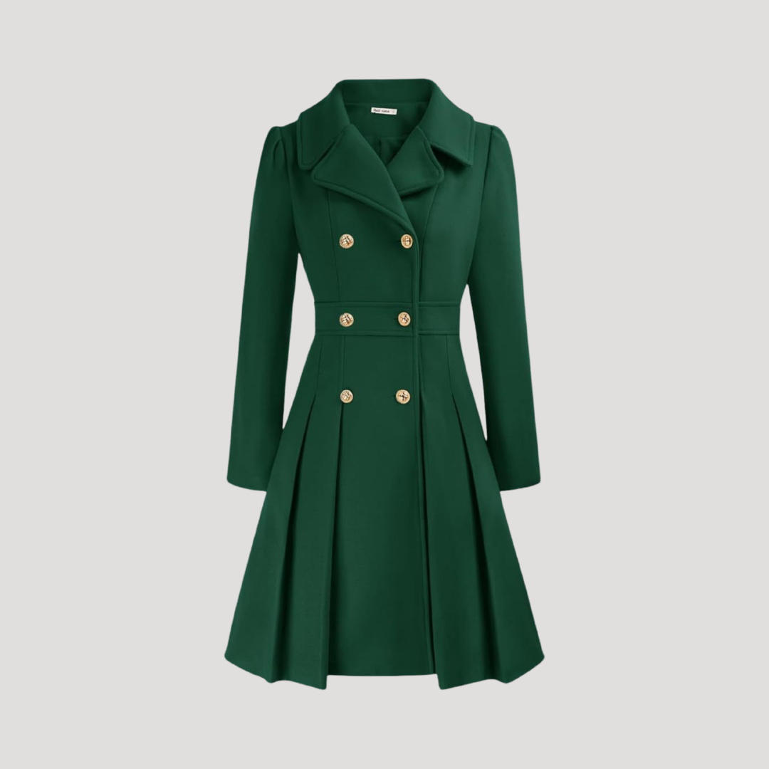 Women's Double-Breasted Coat in Teal