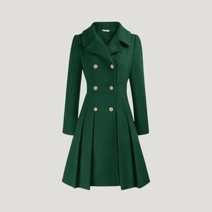 Women's Double-Breasted Coat in Teal