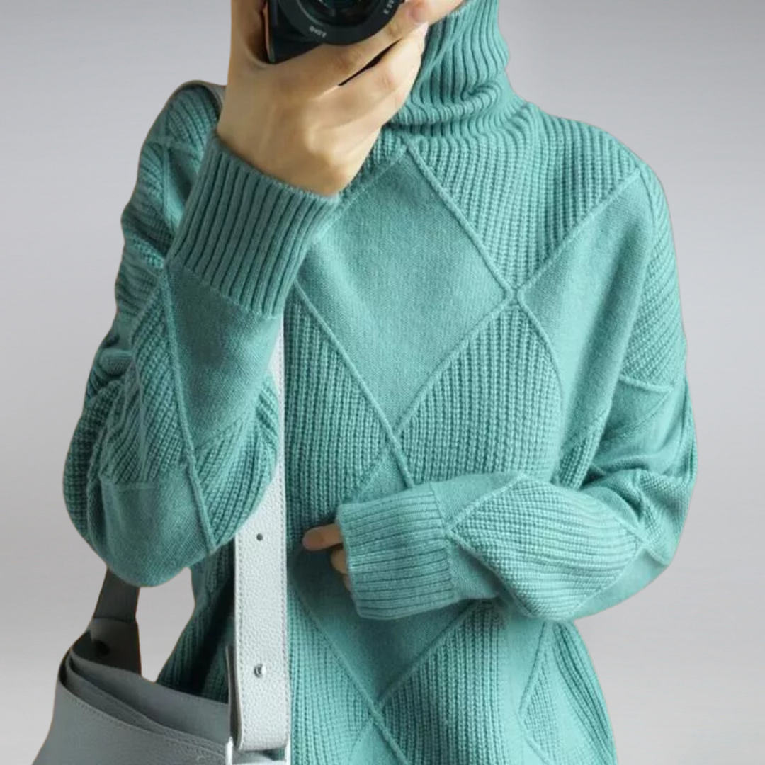 Women's Soft Roll Neck Jumper – Warm Cashmere-Feel Winter Jumper