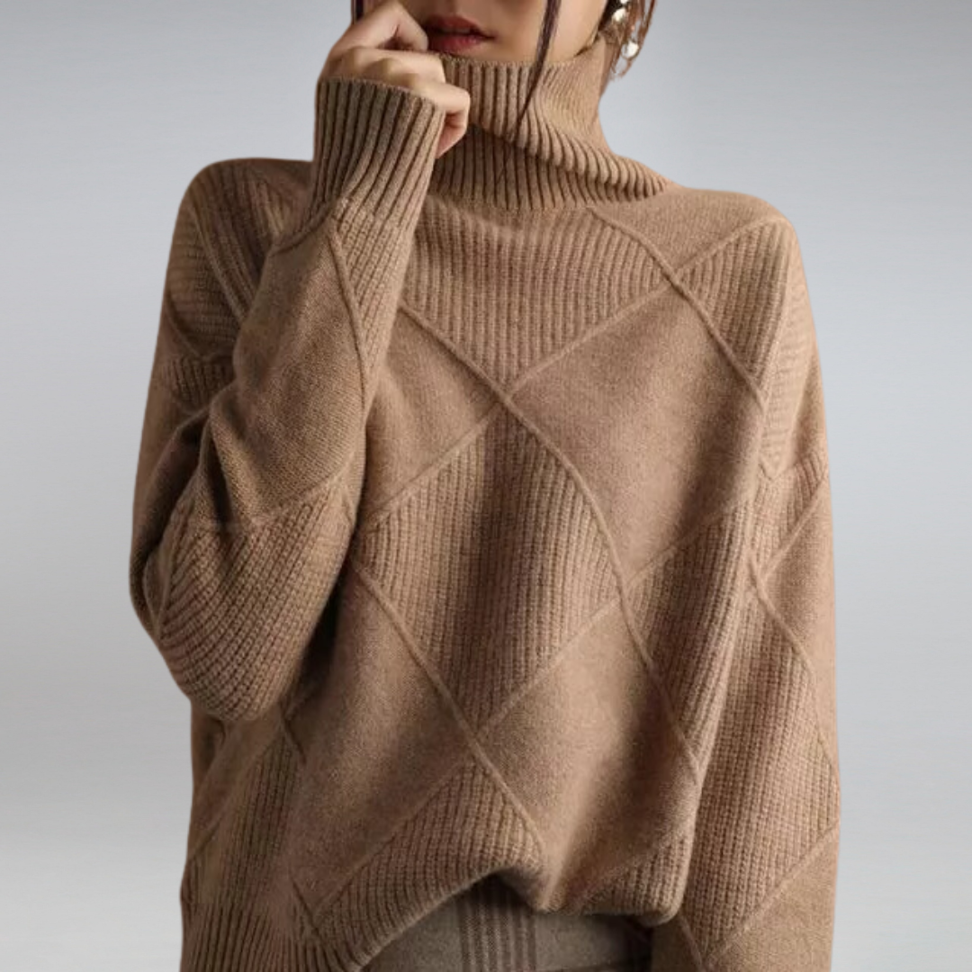 Women's Soft Roll Neck Jumper – Warm Cashmere-Feel Winter Jumper