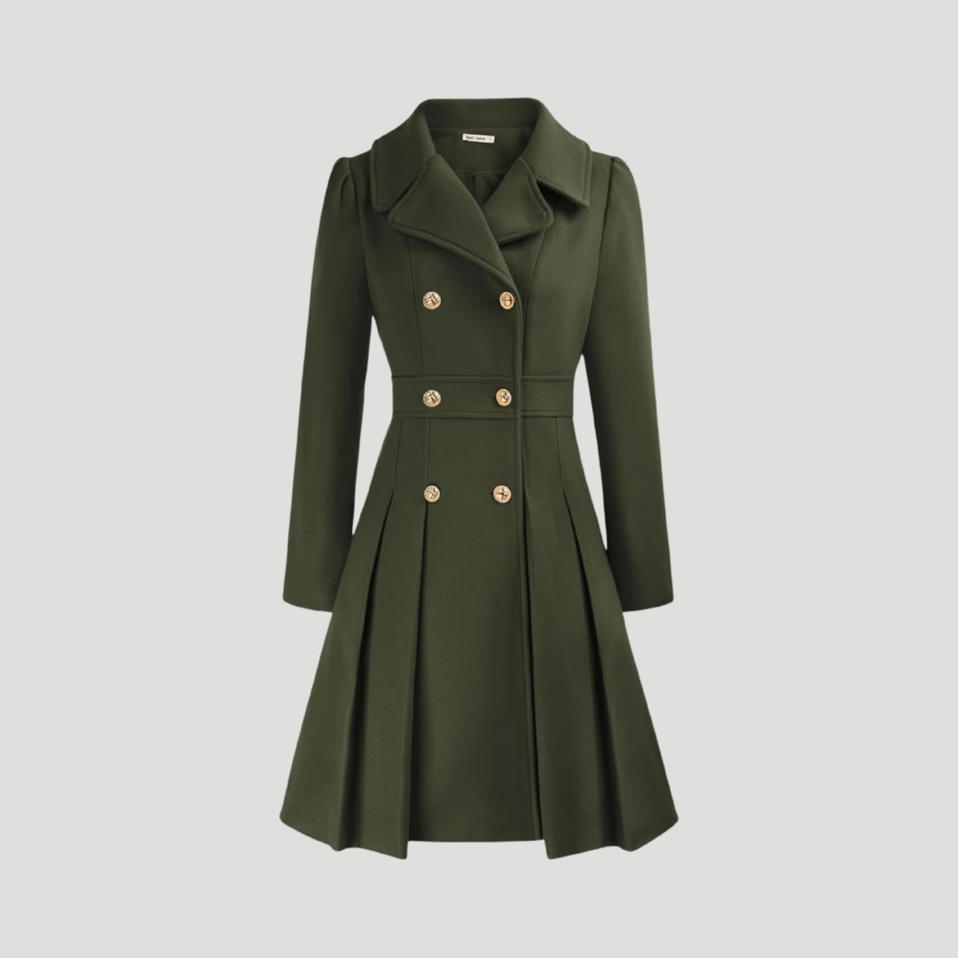 Women's Double-Breasted Coat in Army Green