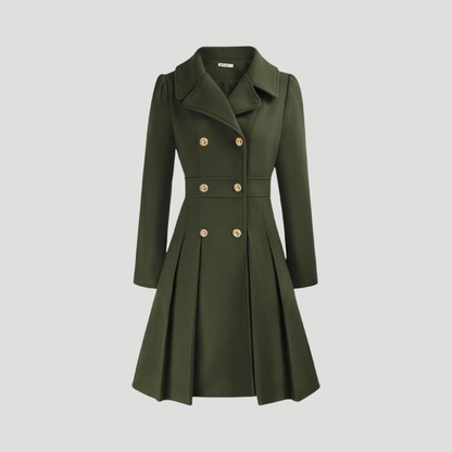 Women's Double-Breasted Coat in Army Green