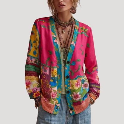Women's Cardigan – Embroidered Floral Buttoned