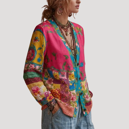 Women's Cardigan – Embroidered Floral Buttoned