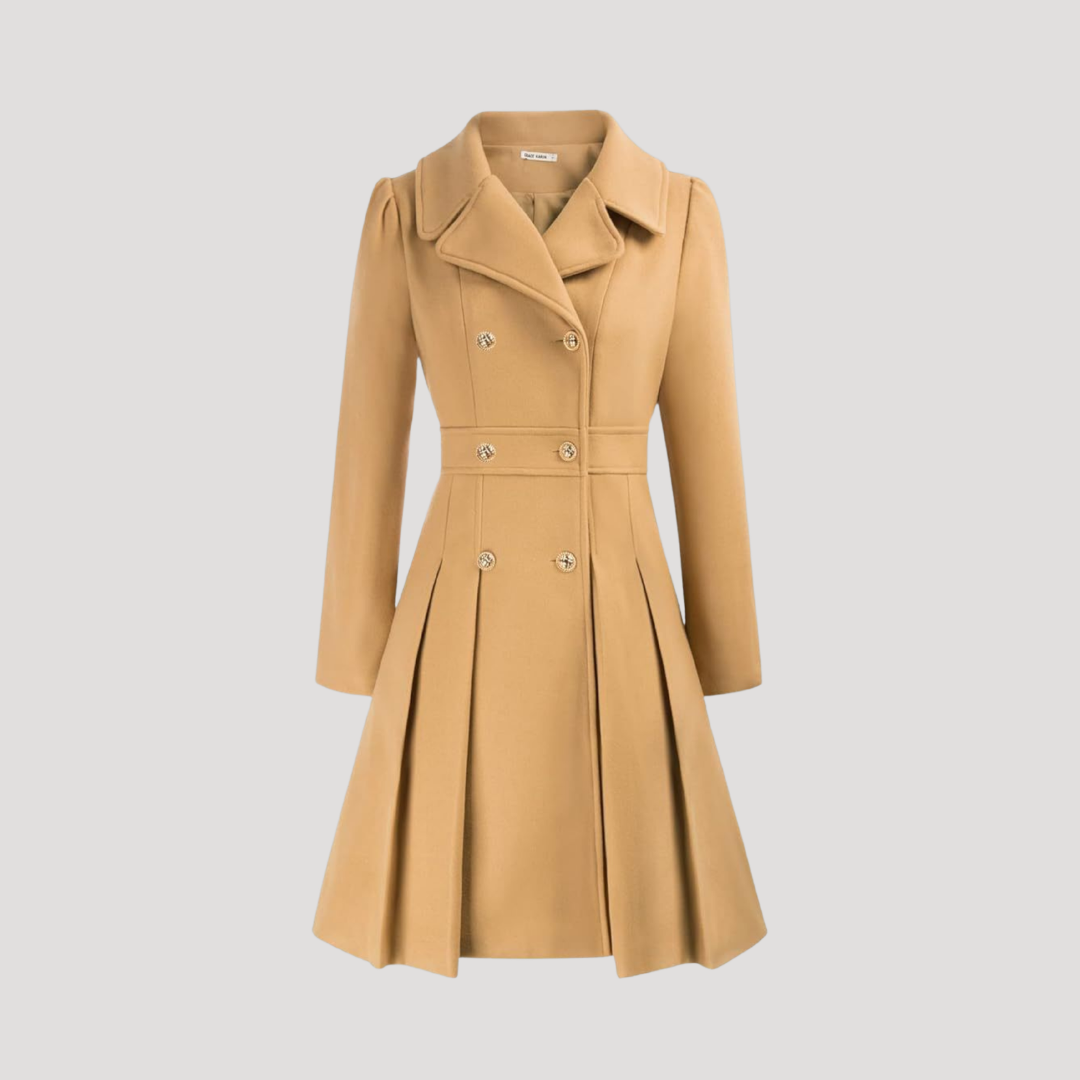 Women's Double-Breasted Coat in Khaki