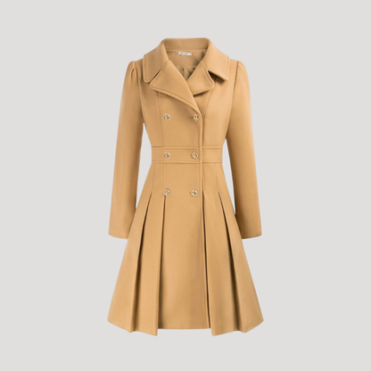 Women's Double-Breasted Coat in Khaki