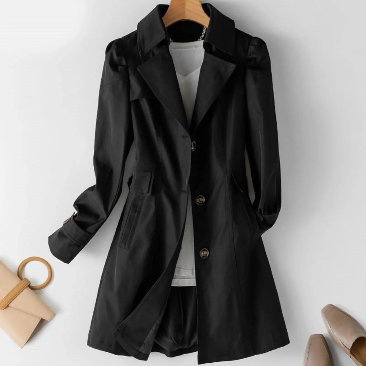 Women's Belted Trench – Classic Waterproof Mid-Season