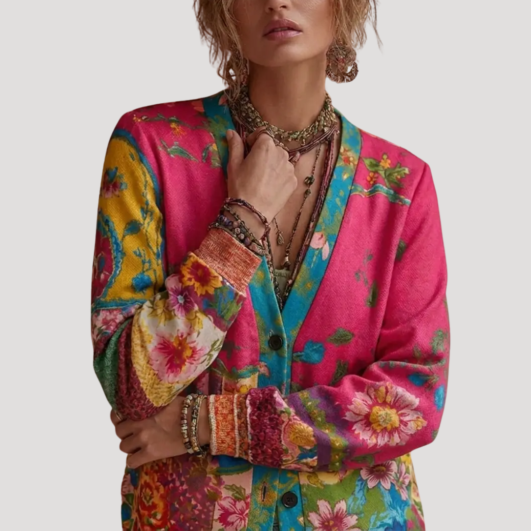Women's Cardigan – Embroidered Floral Buttoned