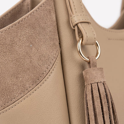 Women's Two-Tone Hobo Bag with Tassel – Crescent Shoulder Bag