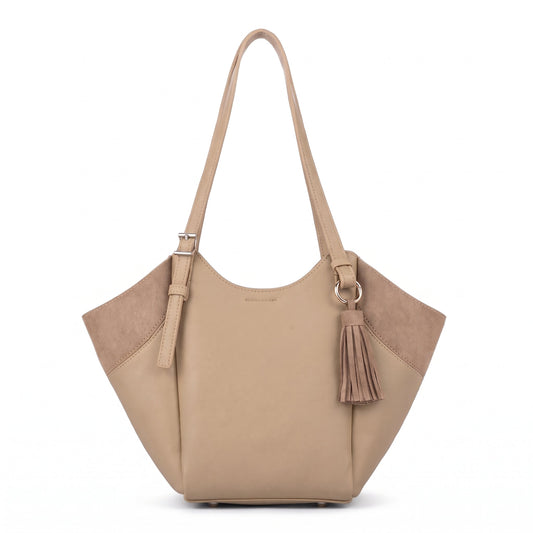 Women's Two-Tone Hobo Bag with Tassel – Crescent Shoulder Bag