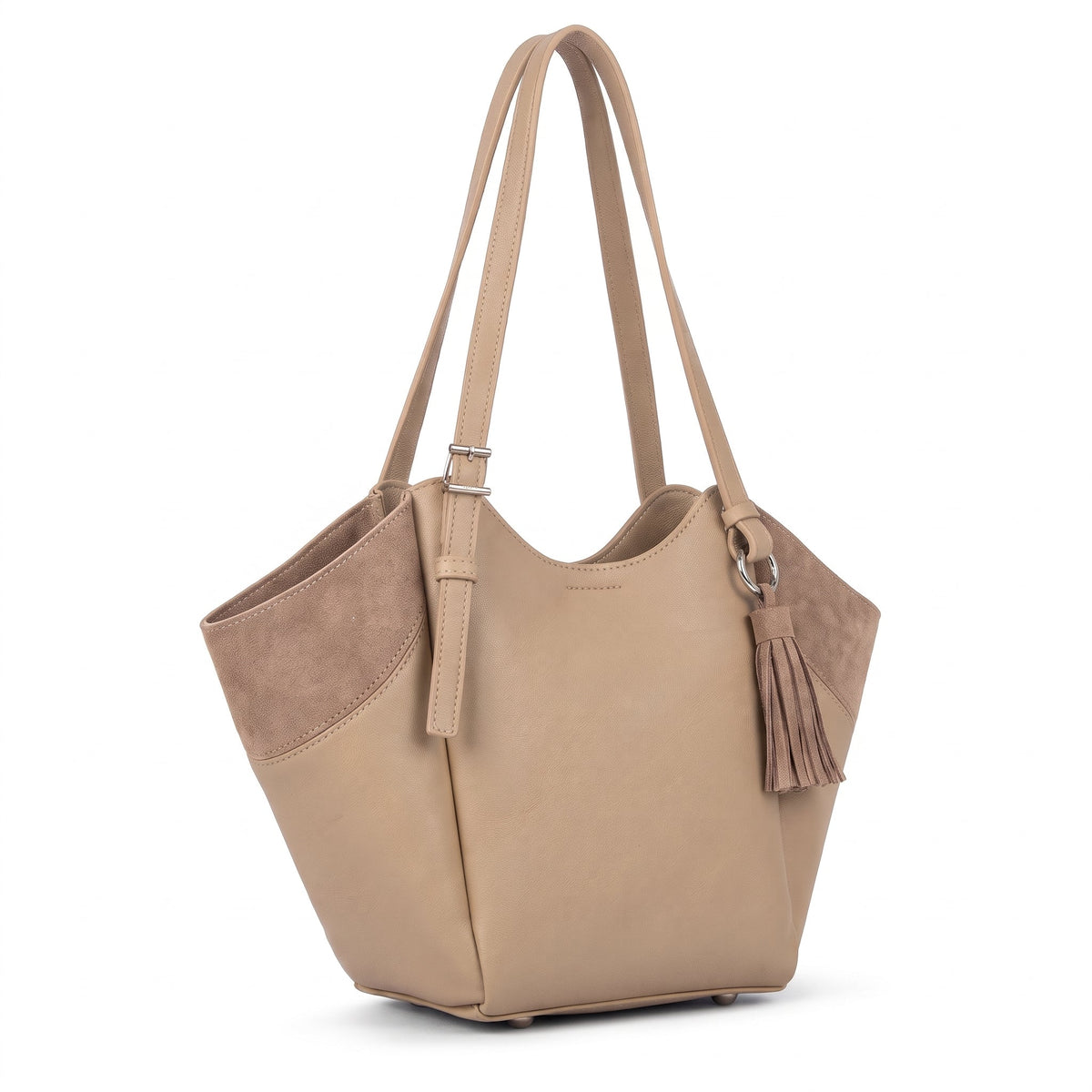 Women's Two-Tone Hobo Bag with Tassel – Crescent Shoulder Bag