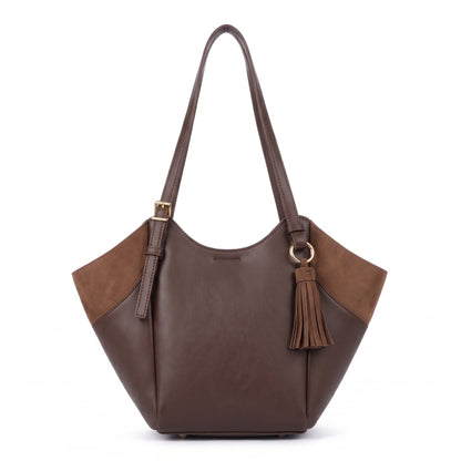 Women's Two-Tone Hobo Bag with Tassel – Crescent Shoulder Bag