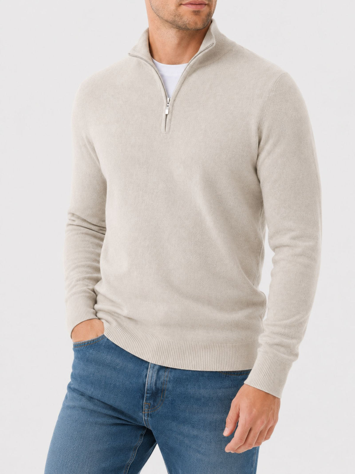 Men's Zip-Collar Sweater – Fitted Cut Autumn Winter