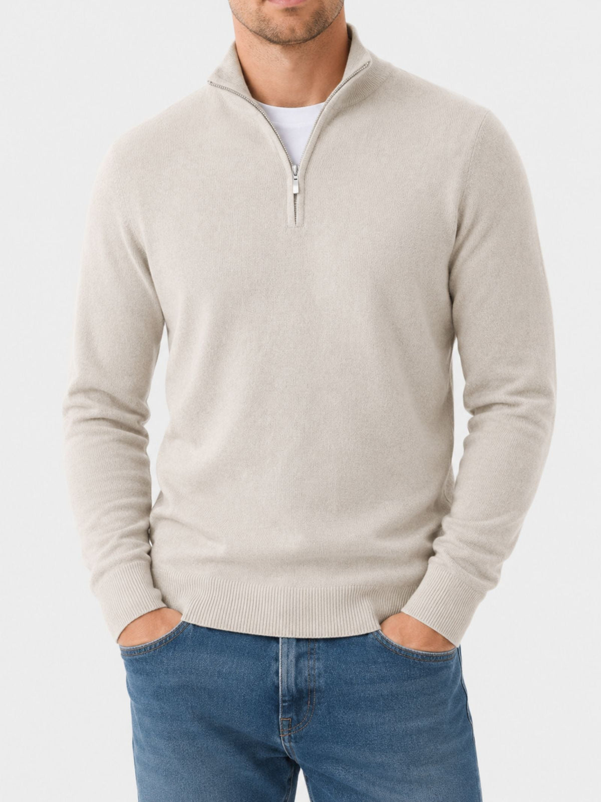Men's Zip-Collar Sweater – Fitted Cut Autumn Winter