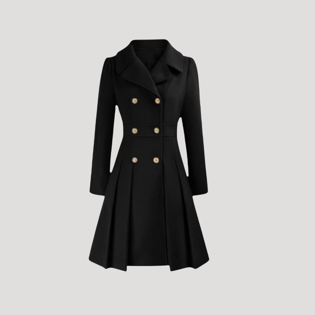 Women's Double-Breasted Coat in Black