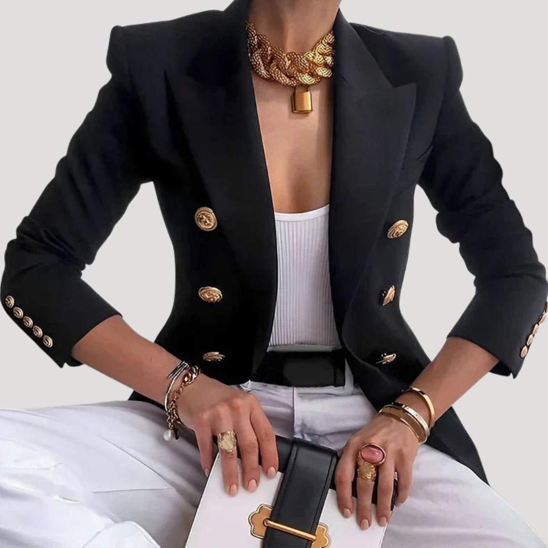 Women's Gold-Button Blazer – Tailored Jacket