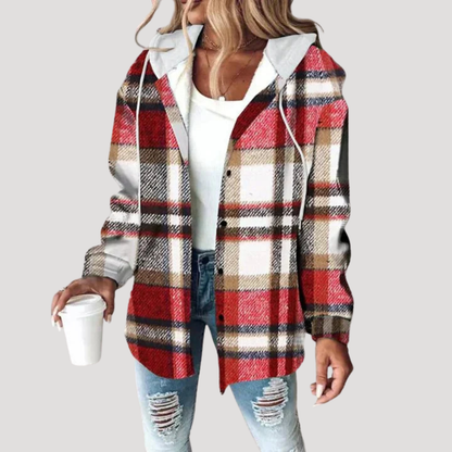 Women's Checked Jacket – Hooded Autumn