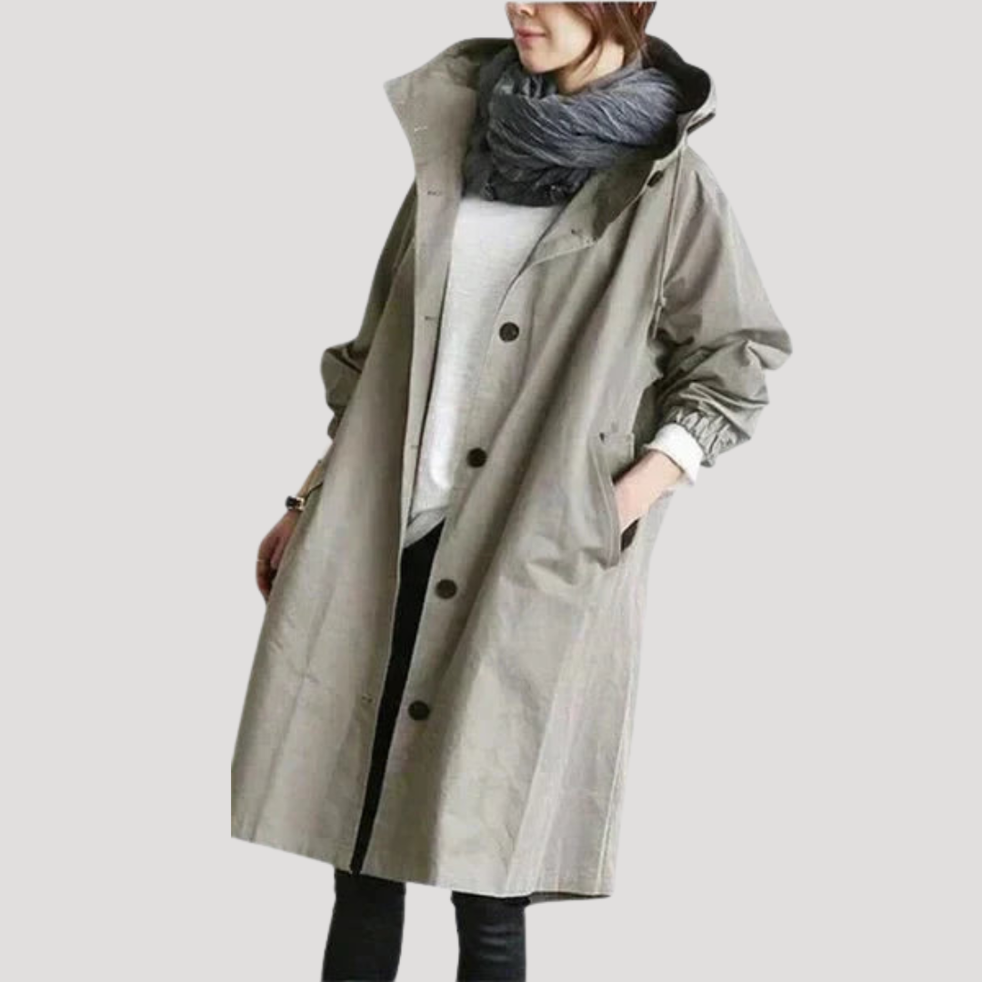 Women's Long Coat – Buttoned Plus Sizes