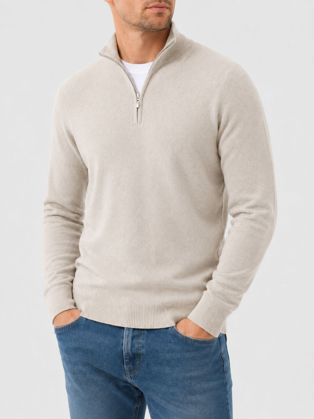 Men's Zip-Collar Sweater – Fitted Cut Autumn Winter
