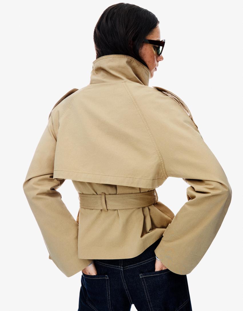 Women's Short Double-Breasted Trench Coat – Belted Trench