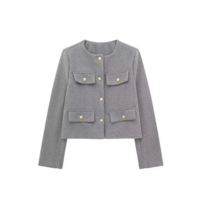 Women's Short Jacket – Gold Buttons Structured Cut