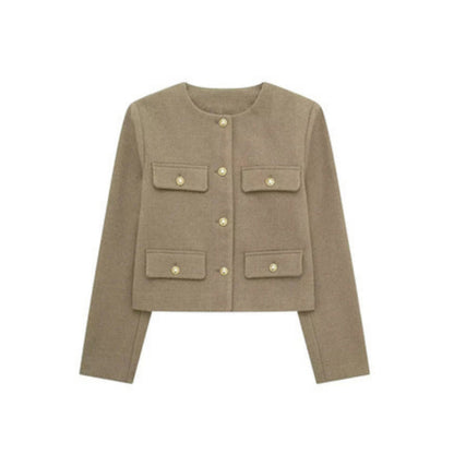 Women's Short Jacket – Gold Buttons Structured Cut