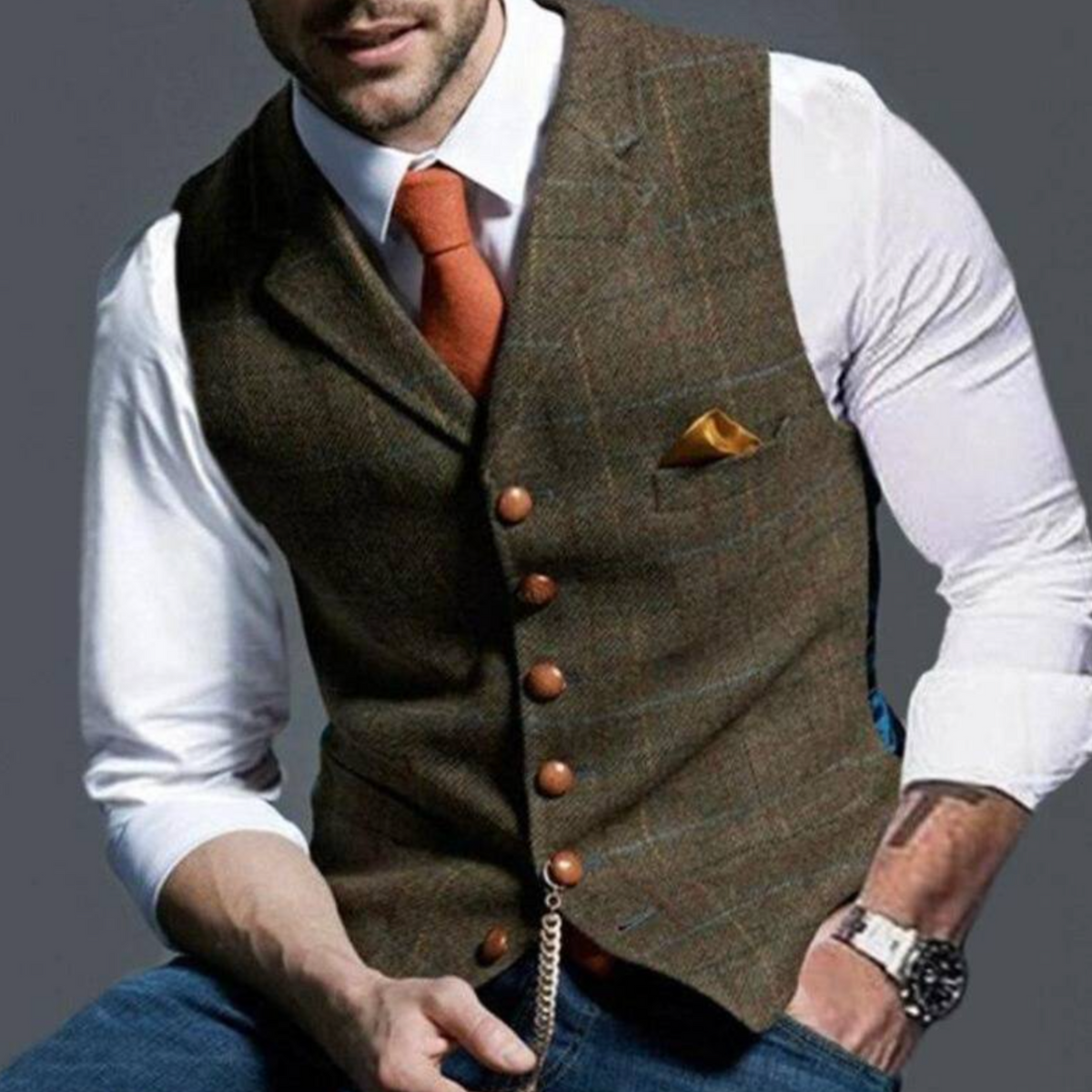 Men's Suit Waistcoat – Slim Fit Buttoned Sleeveless