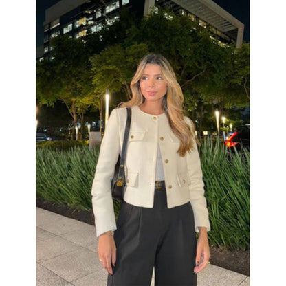 Women's Short Jacket – Gold Buttons Structured Cut