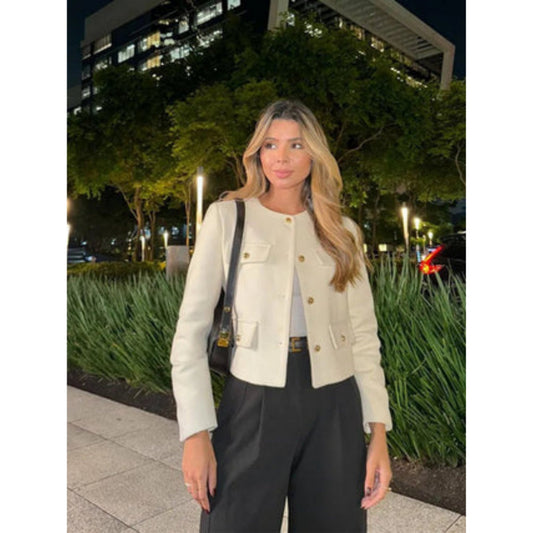Women's Short Jacket – Gold Buttons Structured Cut