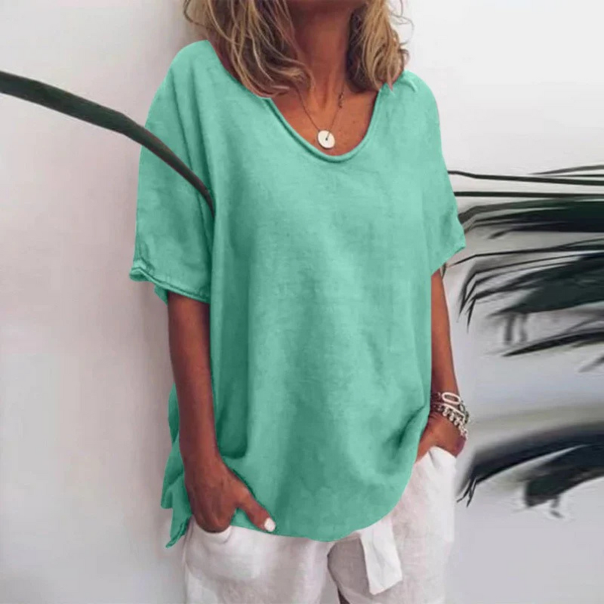 Women's Loose Long Sleeve Blouse – Light V-Neck Blouse