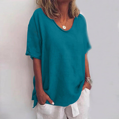 Women's Loose Long Sleeve Blouse – Light V-Neck Blouse