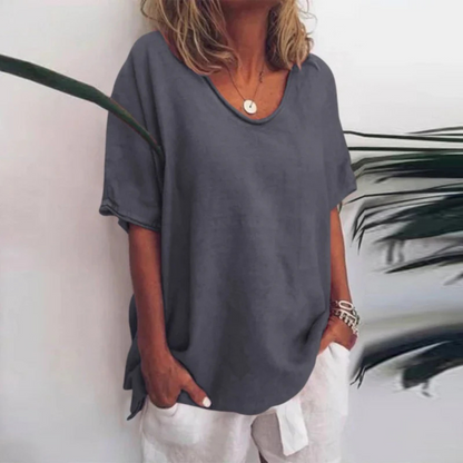Women's Loose Long Sleeve Blouse – Light V-Neck Blouse