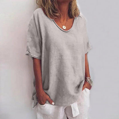 Women's Loose Long Sleeve Blouse – Light V-Neck Blouse