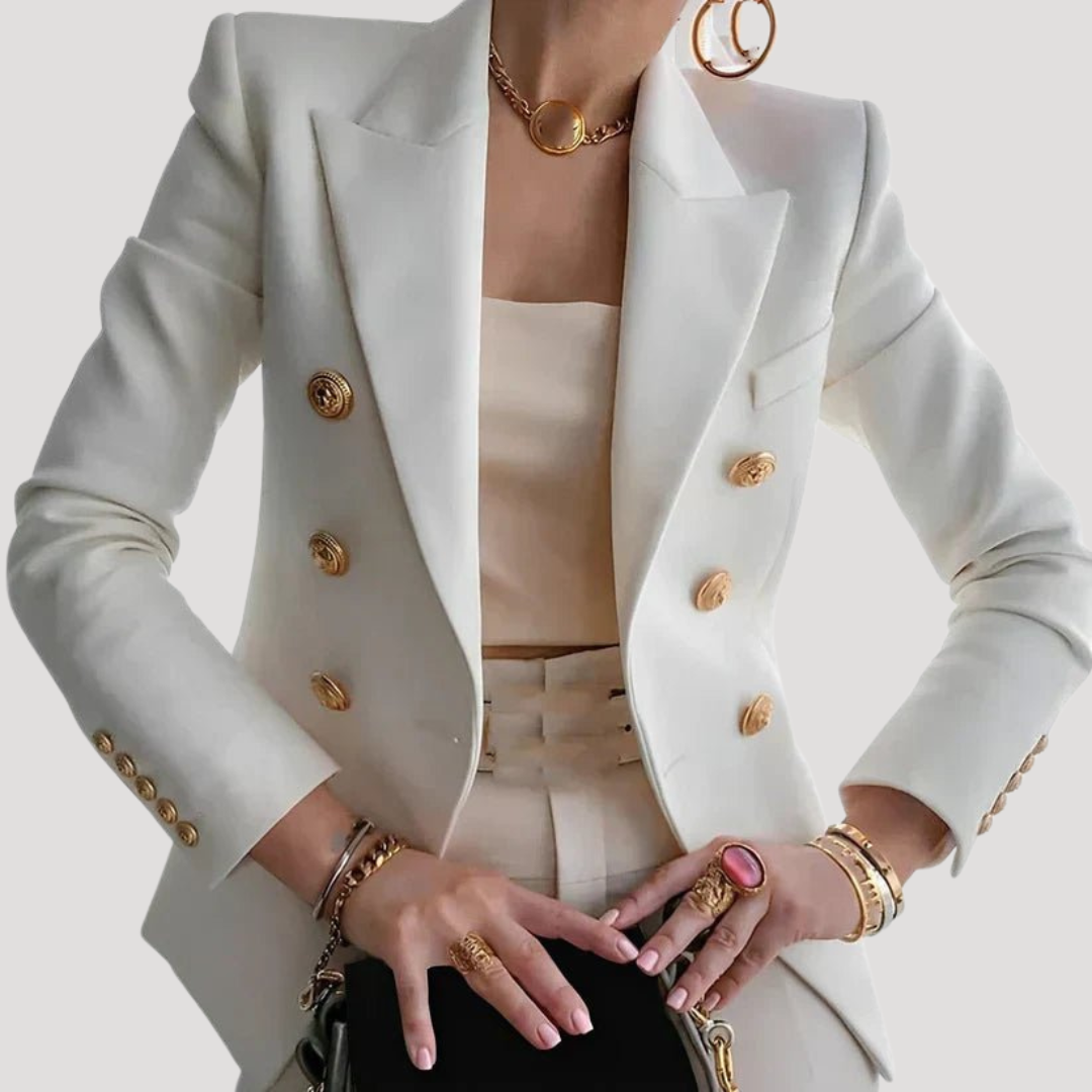 Women's Gold-Button Blazer – Tailored Jacket