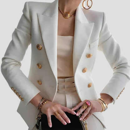 Women's Gold-Button Blazer – Tailored Jacket