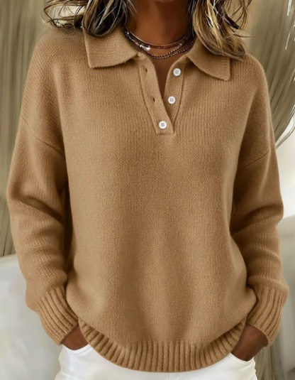 Women's Polo-Collar Jumper – Casual Knit