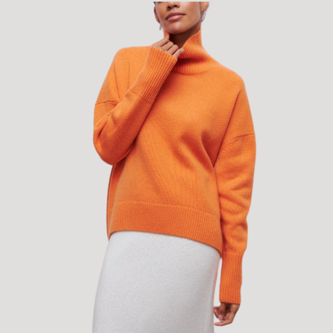 Women's Oversized High-Neck Sweater in Orange