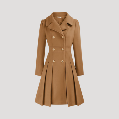 Women's Double-Breasted Coat in Camel