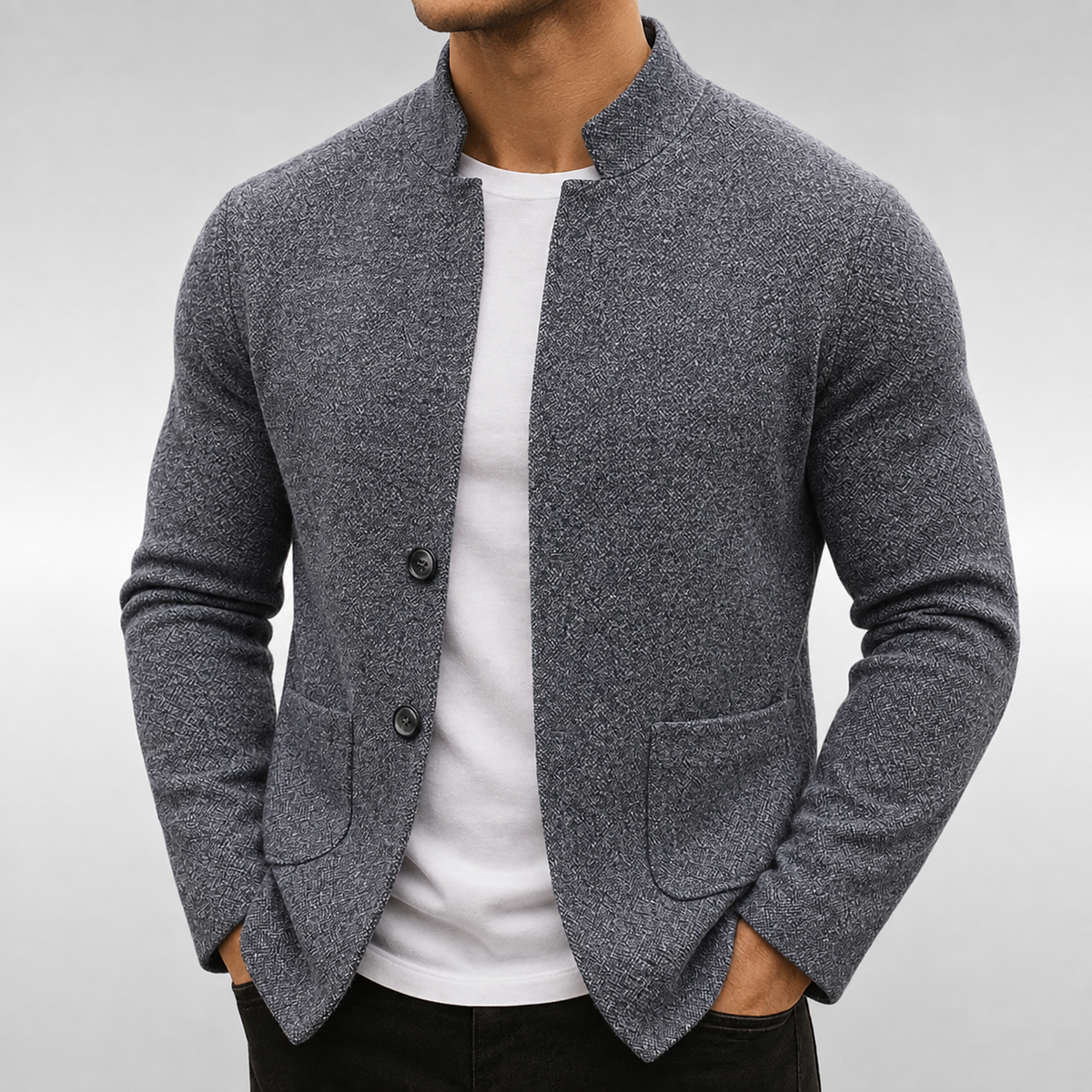 Men's Zip Cardigan – Textured Knit Jacket