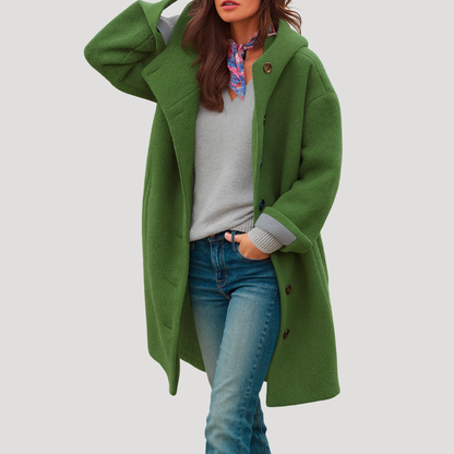 Women's Hooded Coat – Buttoned Comfortable Autumn Winter