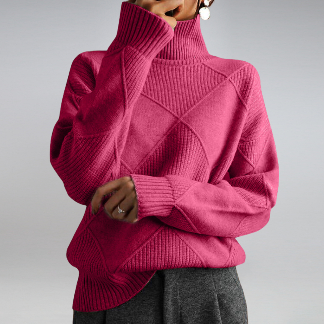 Women's Soft Roll Neck Jumper – Warm Cashmere-Feel Winter Jumper